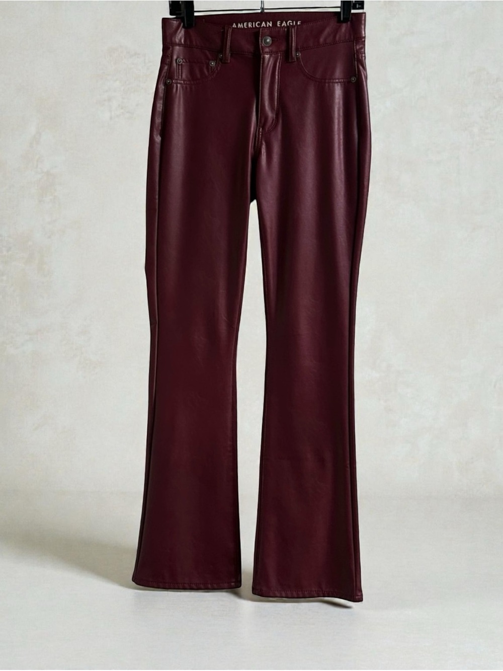 American Eagle Outfitters Maroon Boot Cut Faux Leather Pants